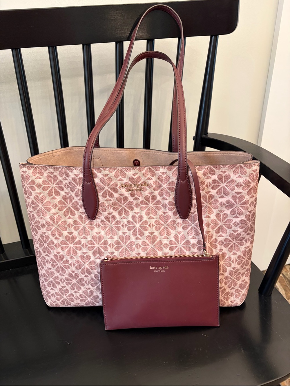 Authentic Kate Spade Spade Flower Jacquard Large Tote + Matching Pouch